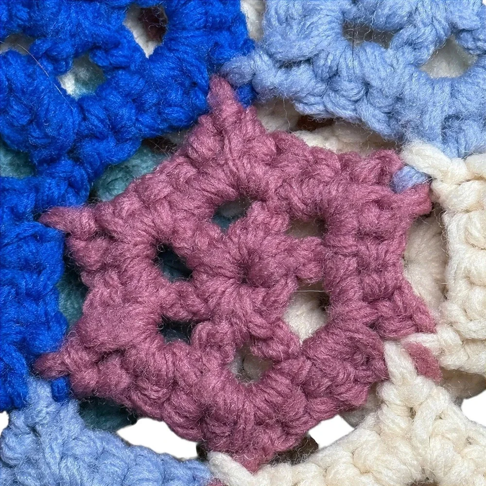 Vintage Handmade Crochet Granny Square Blanket Throw Floral Multicolor 75